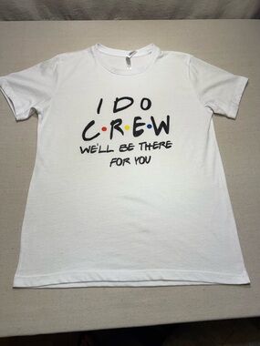 I Do Crew Graphic Tee - White with Multicolor Dots - Size Medium